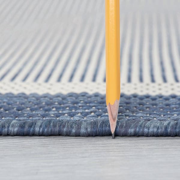 Eco Striped Border Navy 2 ft. x 3 ft. Indoor/Outdoor Area Rug