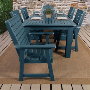 Weatherly Nantucket Blue 7-Piece Recycled Plastic Rectangular Outdoor Dining Set