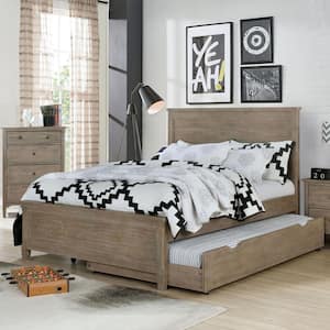 Ramponi Wire-Brushed Warm Gray Wood Frame Full Panel Bed