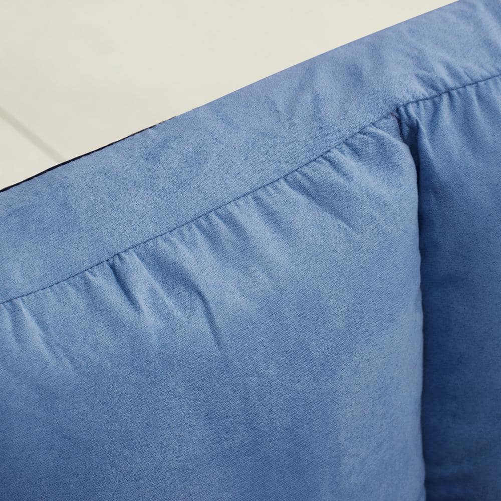 Blue Linen Armless Sleeper Sofa with Metal Frame