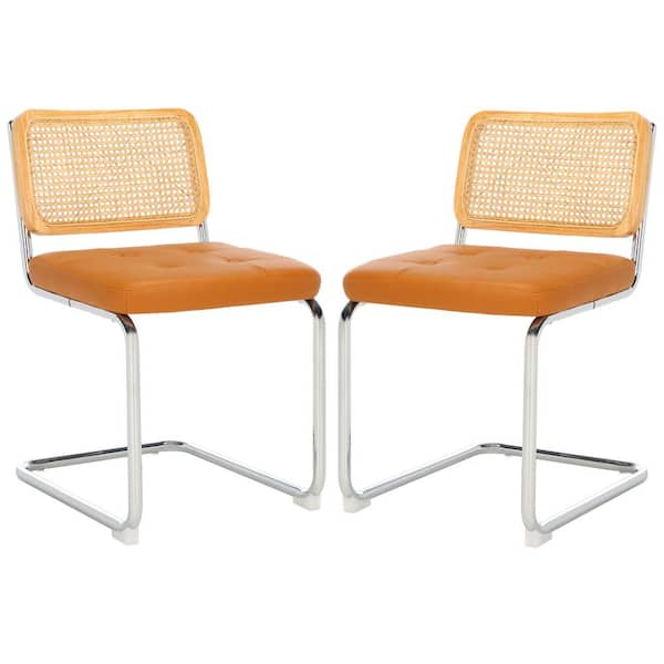 SAFAVIEH Coralia Cognac/Natural 16.54 in. Rattan Dining Chair Set of 2