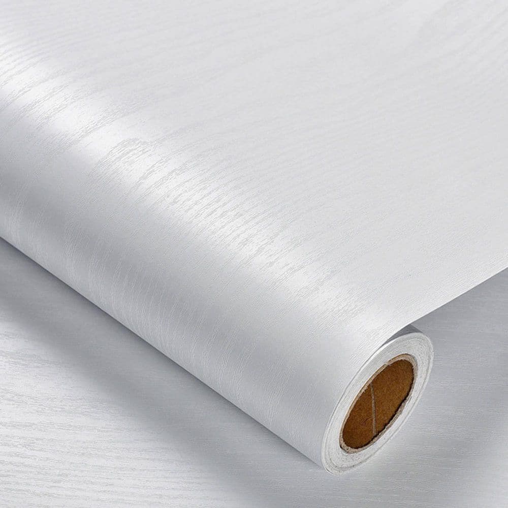 17.5 in. x 78.7 in. White Wood Grain Self-Adhesive Wallpaper with Thicken T