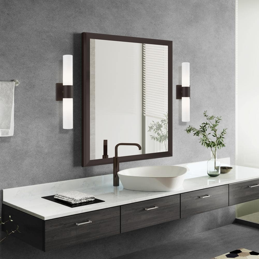Bronze 17.75" Steel Vanity Light with Opal Glass