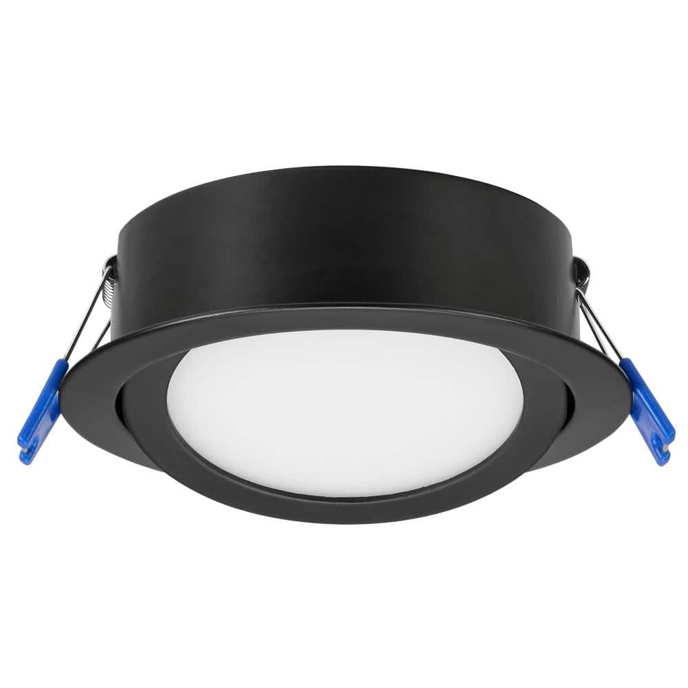 Black Aluminum 4-Inch LED Gimbal Downlight with Adjustable Color Temperature