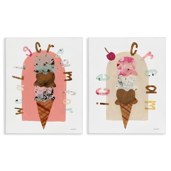 Stupell Industries Bright Pastels Ice Cream by Haley Knighten 2-Pieces Unframed Food Graphic Art Print 20 in. x 16 in.