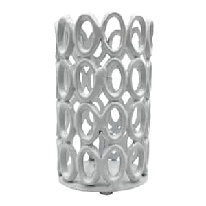 White Aluminum Metal Hollow Carved One Candle Holder