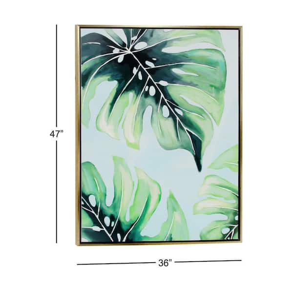 1- Panel Leaf Monstera Framed Wall Art with Gold Frame 47 in. x 36 in.