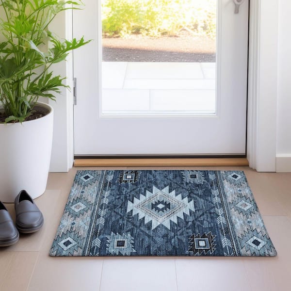 Chantille Machine Washable Indoor/Outdoor Abstract ACN1754 Blue 2 ft. x 3 ft. Accent Rug