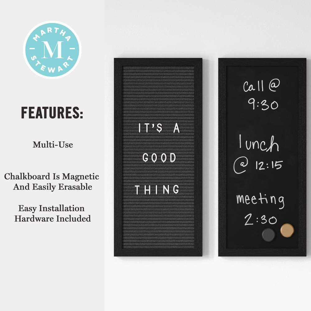 Black Woodgrain Cork, Chalk, and Letter Board Set