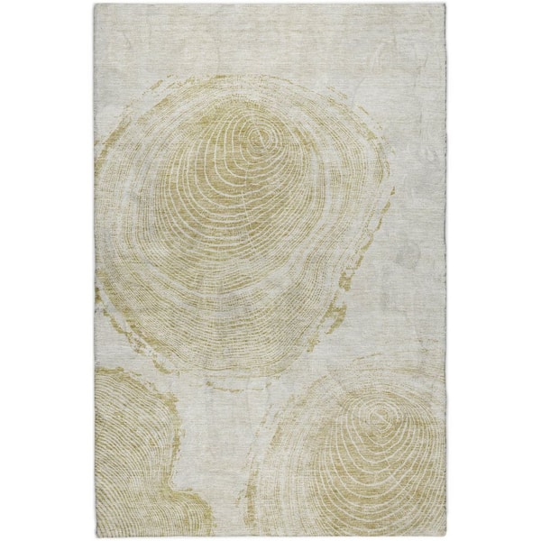 Dream Shag Premium Machine Washable Abstract ADS713 Khaki 9 ft. x 12 ft. Area Rug