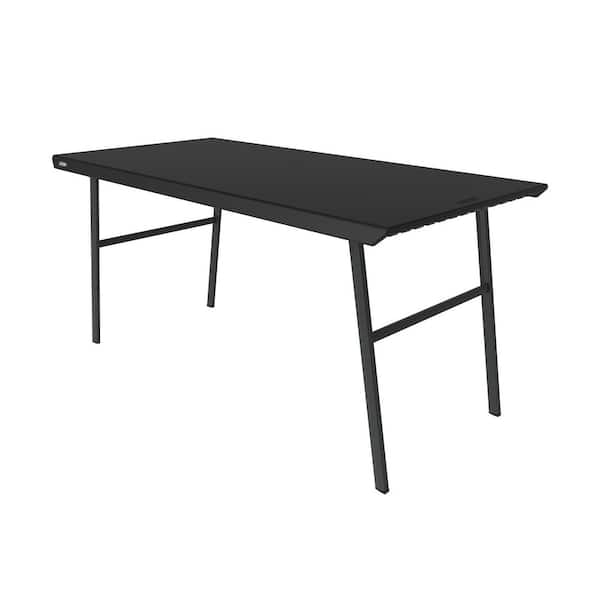 60 in. L Rectangle Black Resin Top Work From Home Desk Folding Table