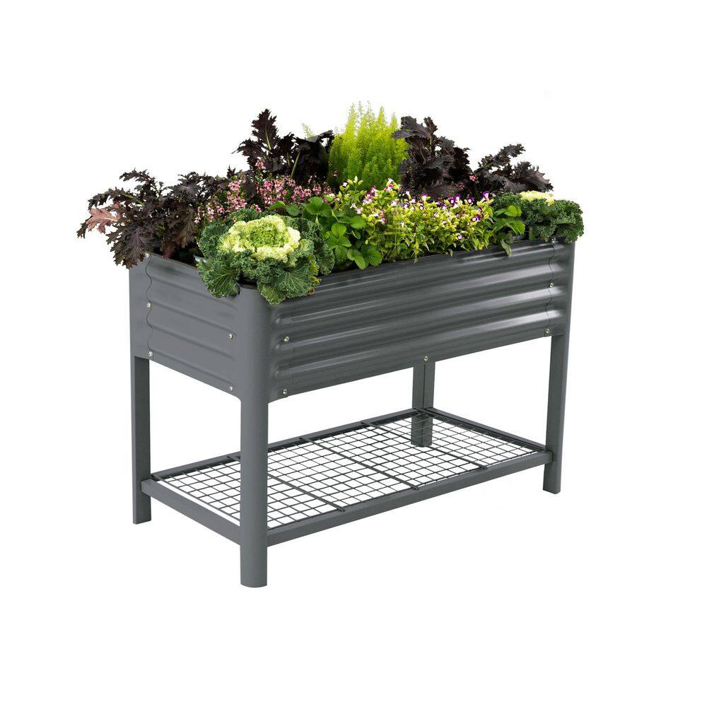 Elevated Garden Bed V Series 2' x 4' Without wheels Outdoor Planter Box for Vegetables Flower Modern Gray