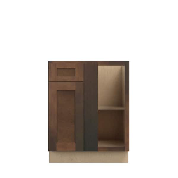 Kunal Kitchens Amherst Shaker 27 in. W x 34.5 in. H x 24 in. D in Walnut Plywood Assembled Corner Blind Base-Right
