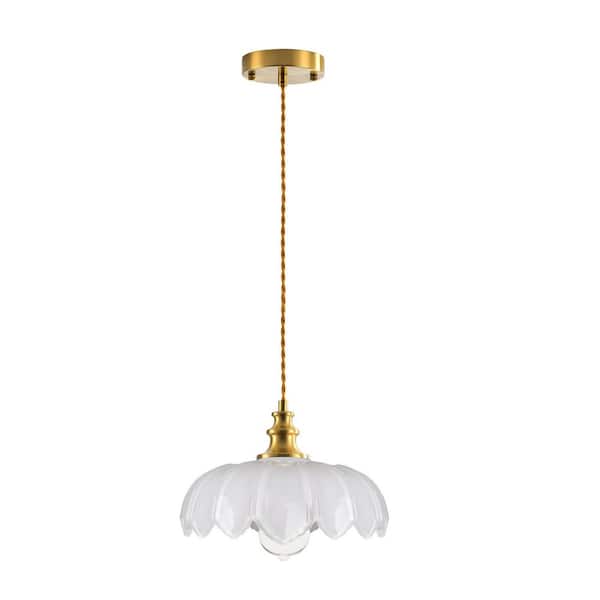 Jasslynn 60W White Glass Modern Pendant Light with Thickened Shade for Kitchen Bedroom and Dining Room