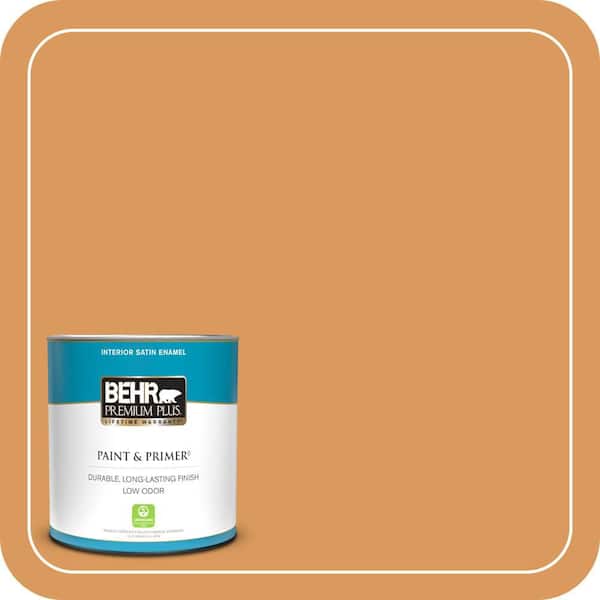 BEHR PREMIUM PLUS 1 qt. #M240-6 Stunning Gold Satin Enamel Low Odor Interior Paint & Primer