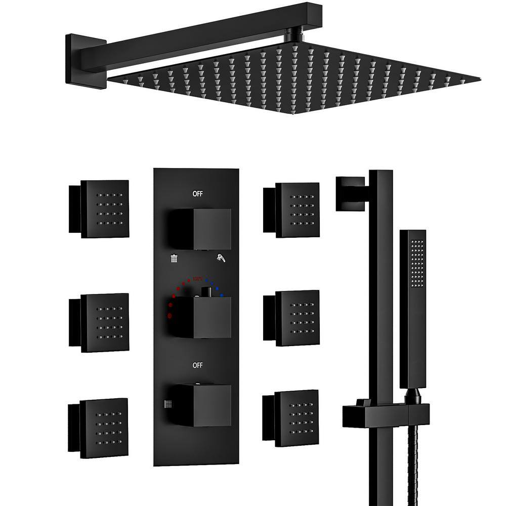 CRANACH Thermostatic Valve 5Spray 12 in. Square Shower Head High
