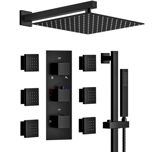 CRANACH Thermostatic Valve 5Spray 12 in. Square Shower Head High