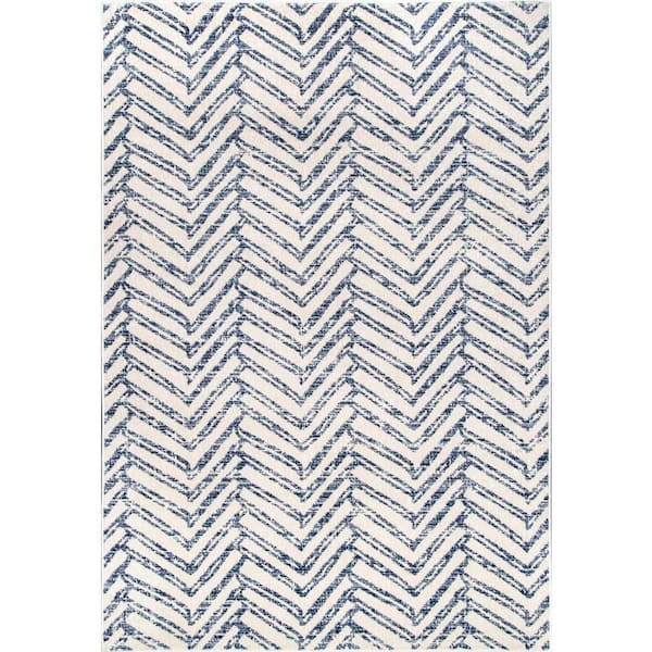 Home Decorators Collection Rosanne Geometric Herringbone Blue 12 ft. x 18 ft. Area Rug