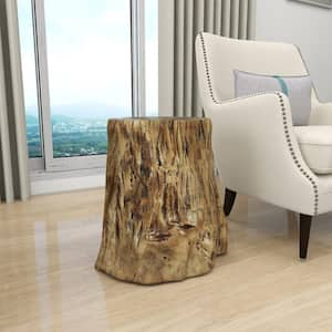 15 in. Gold Tree Trunk Medium Round Fiberglass End Accent Table