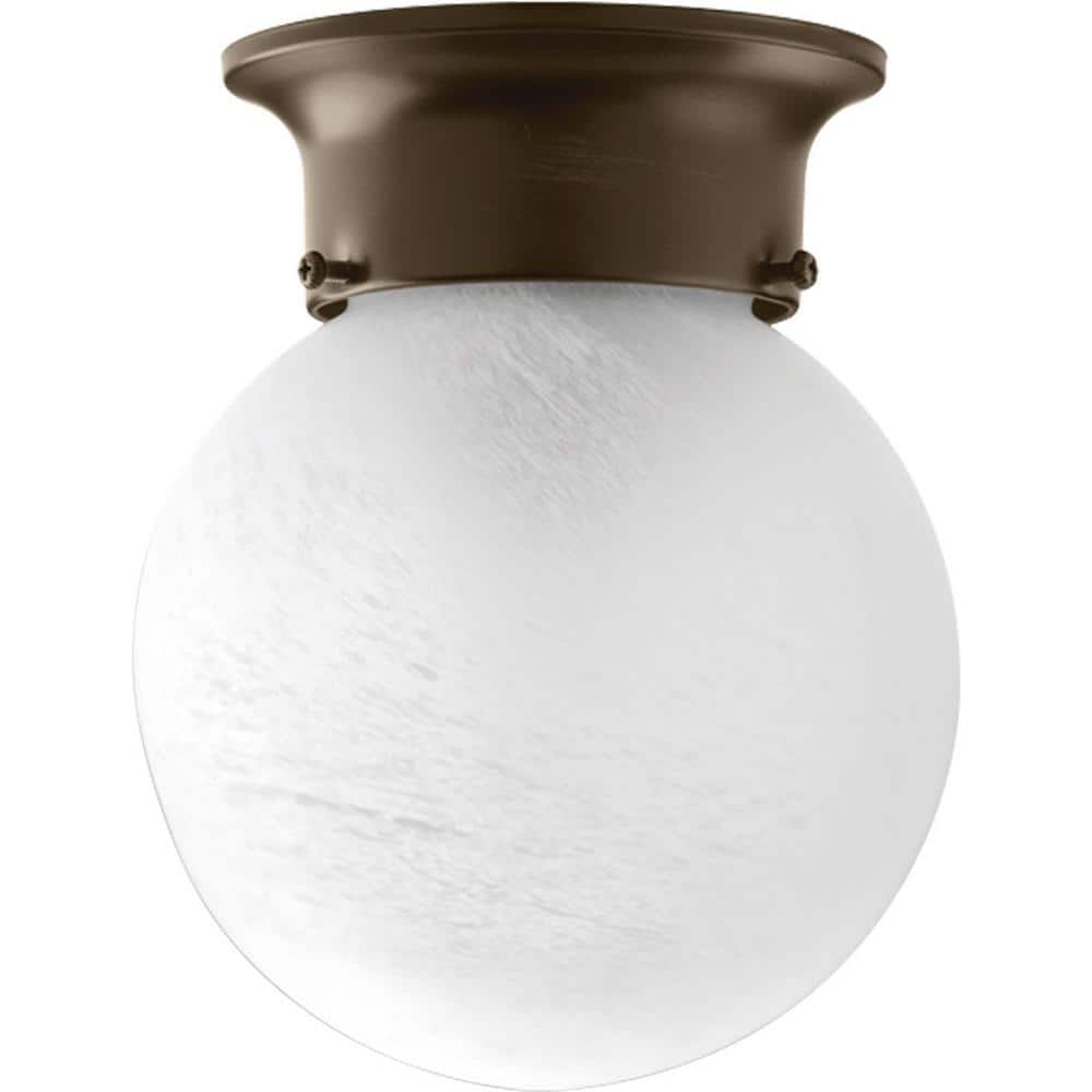Antique Bronze Glass Globe Flush Mount Light