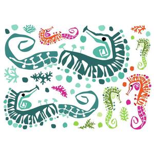 Multi-Colored Jane Dixon Seahorse Peel and Stick Giant Wall Decals (Set of 35)