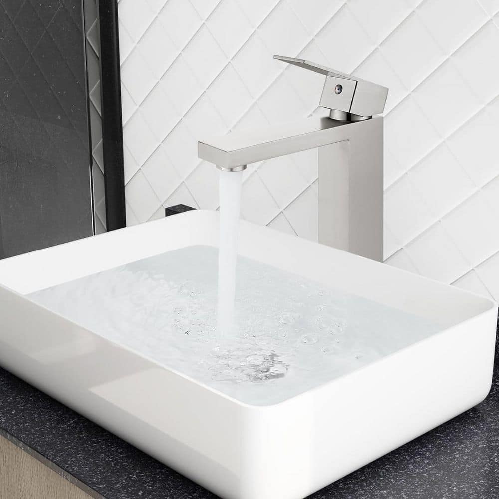 Brushed Nickel Single Handle Vessel Sink Bathroom Faucet