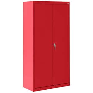 Classic Series ( 36 in. W x 72 in. H x 24 in. D ) Steel Combination Freestanding Cabinet with Adjustable Shelves in Red