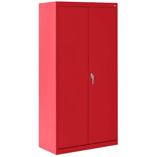 Sandusky Classic Series ( 36 in. W x 72 in. H x 24 in. D ) Steel Combination Freestanding Cabinet with Adjustable Shelves in Red