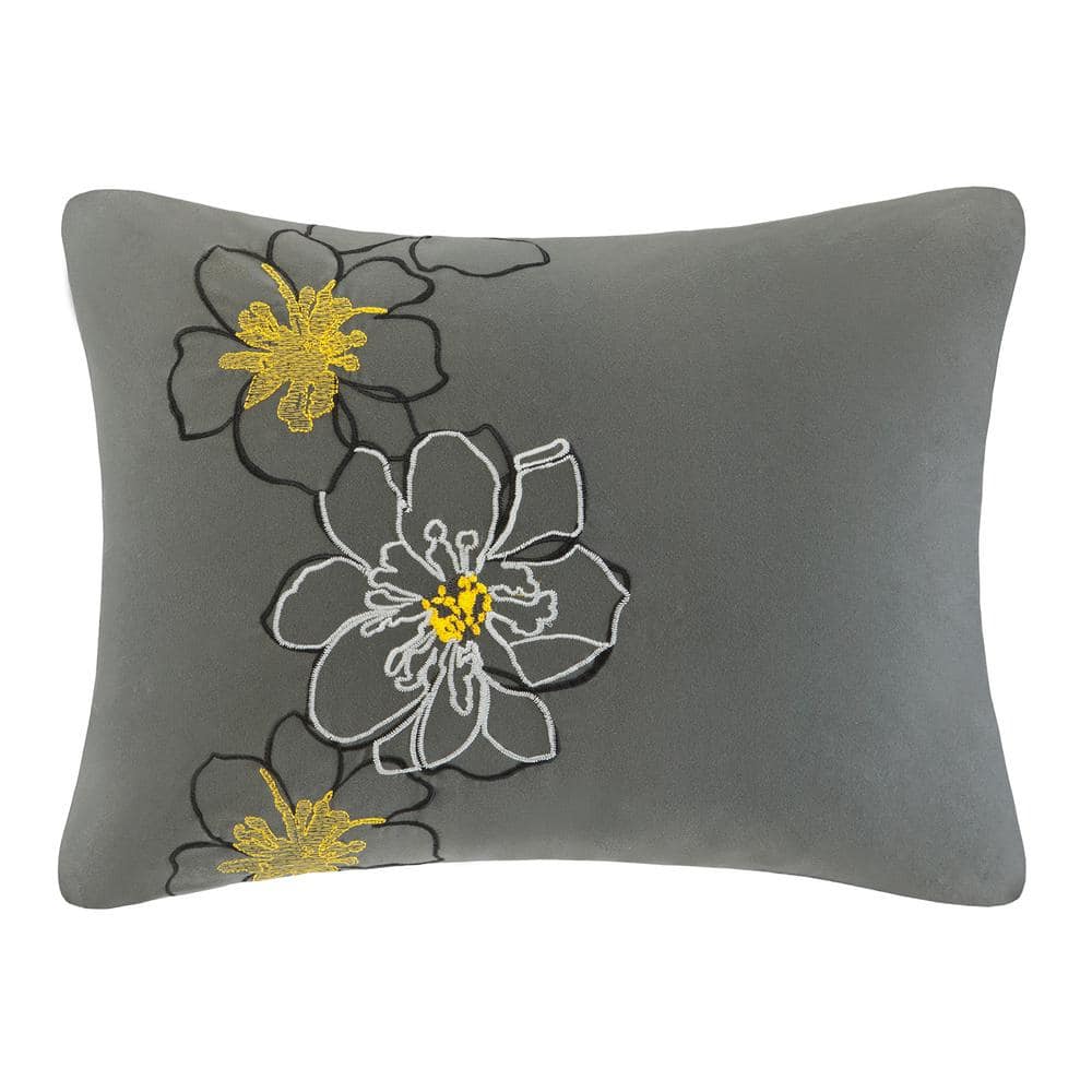 Yellow and Gray Floral Twin/Twin XL Duvet Cover Set