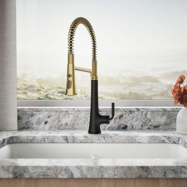 Kohler Spültischarmatur – Brillantes & Gebürstetes Messing, 2-in-1 Sprühfunktion, Hoher Auslauf