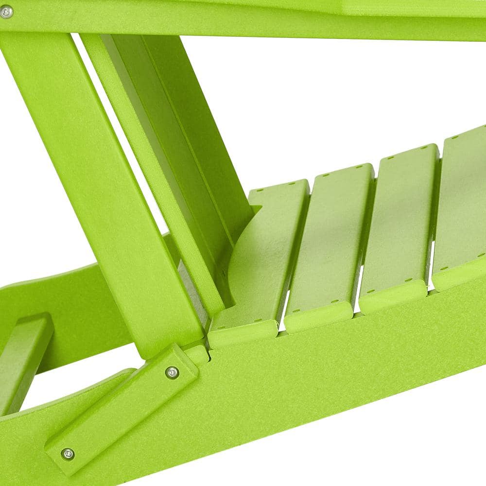 Lime Green Poly Folding Outdoor Adirondack Chairs, Set of 2