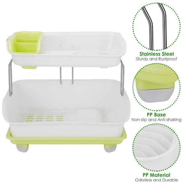 Oumilen White Standing Dish Rack PSHK107 - The Home Depot