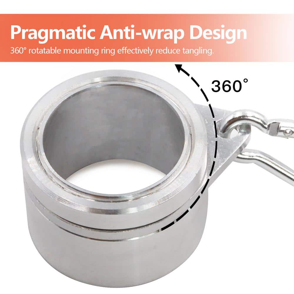 Silver Aluminum Flagpole Mounting Rings Set with Carabiners