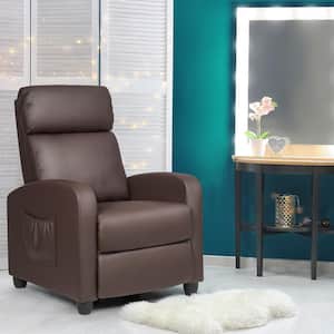 Brown Polyurethane Sponge Reclining Vibration Massage Chair Ergonomic Adjustable Single Sofa