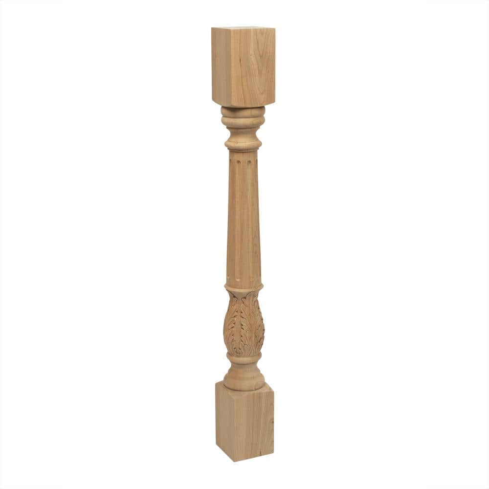 Cherry Wood Acanthus Leaf Kitchen Island Leg 35.25"