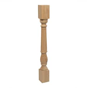 3-3/4 in. x 35-1/4 in. Unfinished North American Solid Cherry Acanthus Leaf Kitchen Island Leg