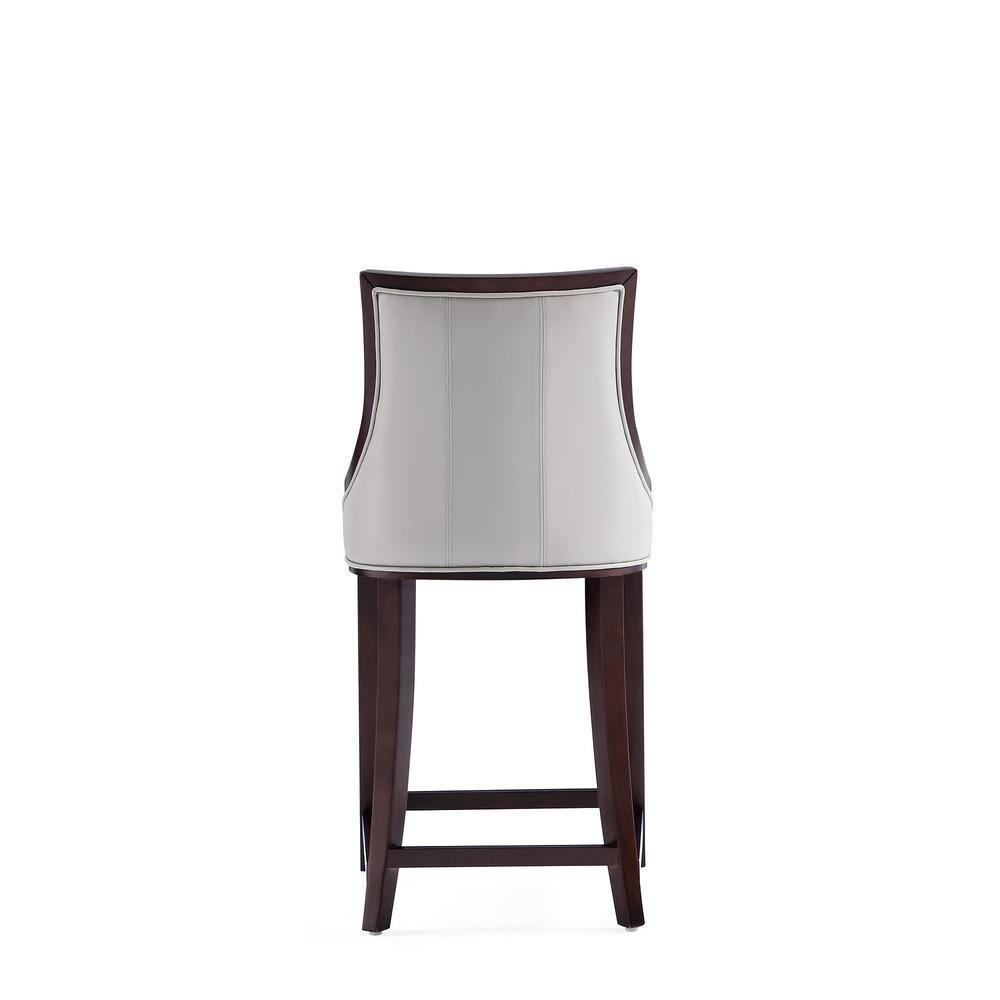 Set of 2 Light Grey Faux Leather Walnut Wood Counter Stools