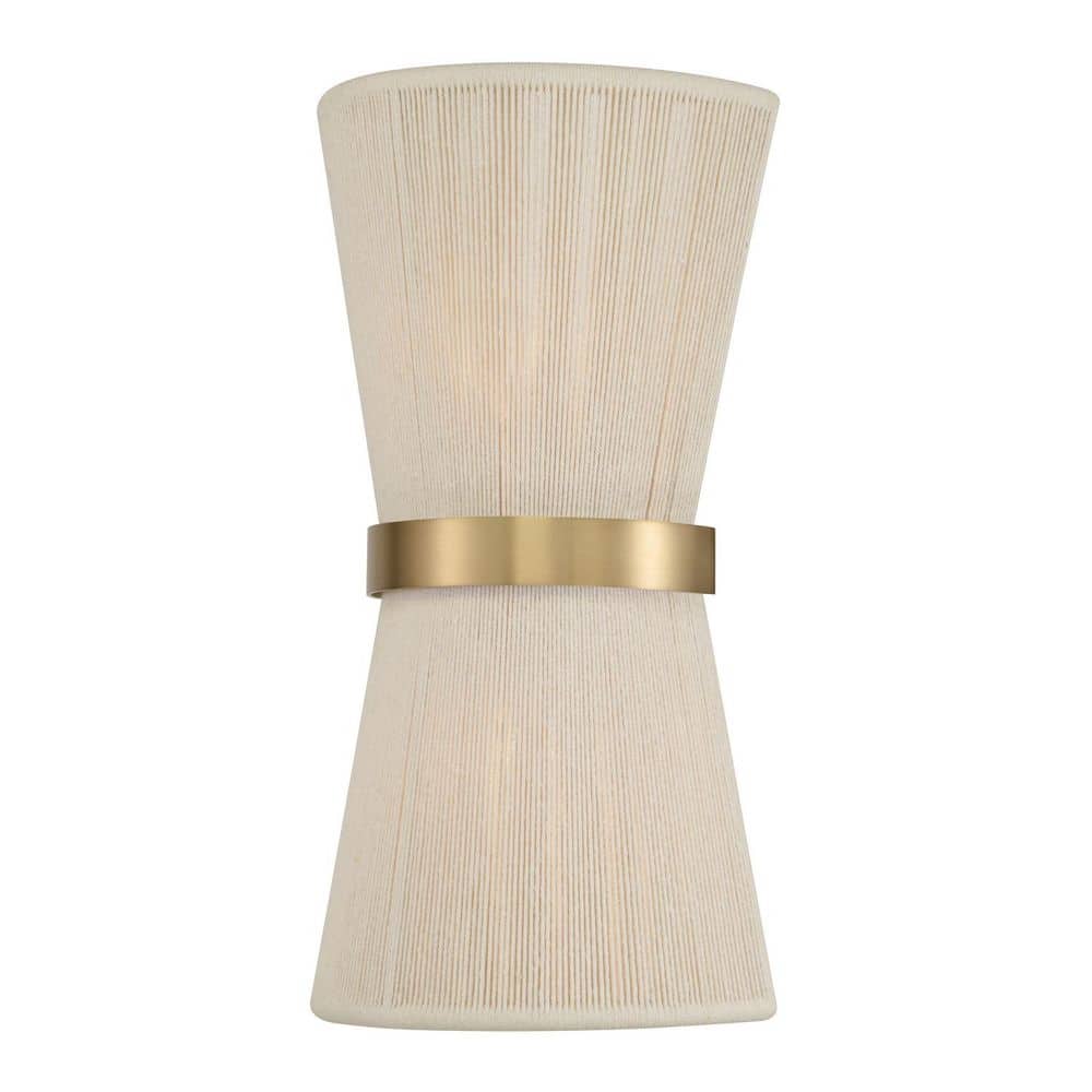 Cecilia 8.75 in. 2-Light Hand Wrapped Bleached Natural Rope String and Hand-Distressed Patinaed Brass Sconce price history on PriceWatchPro