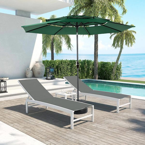 AFAIF 10 ft. 3-layer Outdoor Aluminum Patio Umbrella, 8 steel ribs Market Umbrella without base for Poolside-Dark Green