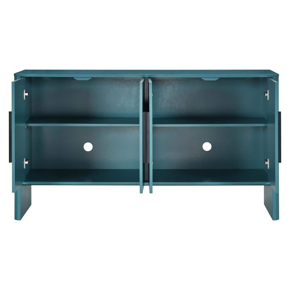 Antique Blue MDF 59 in. Hinged Door Sideboard with Adjustable Shelves