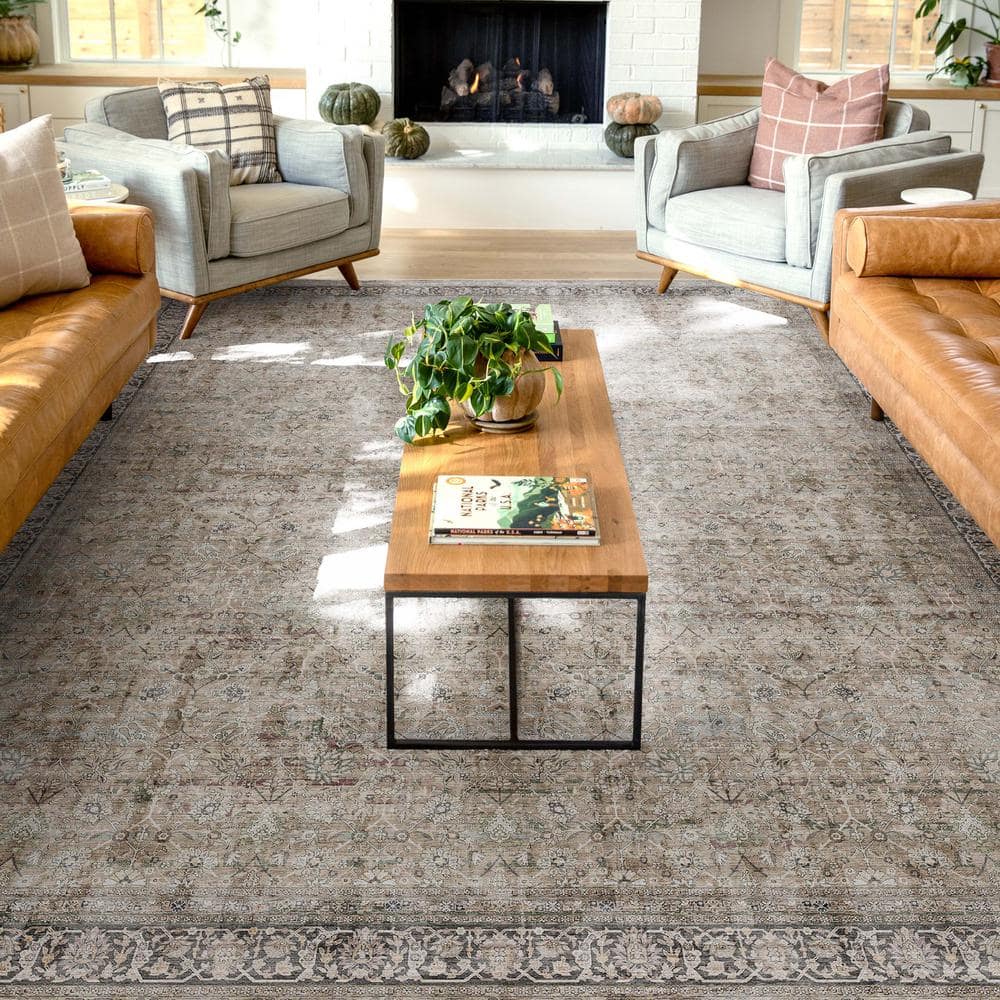 Beige Rectangular Synthetic Flat-Weave Oriental Area Rug