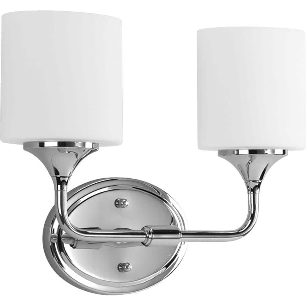 Progress Lighting Lynzie 2-Light Chrome Vanity Light with Opal