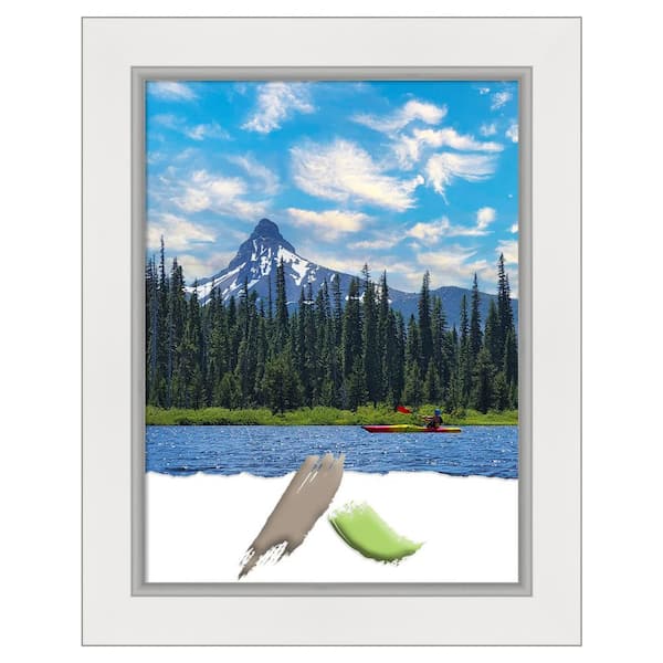 Amanti Art Eva White Silver Picture Frame Opening Size 18 x 24 in.