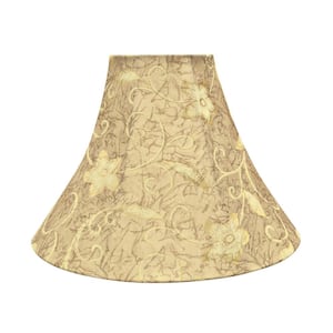 16 in. x 12 in. Brown and Floral Pattern Bell Lamp Shade