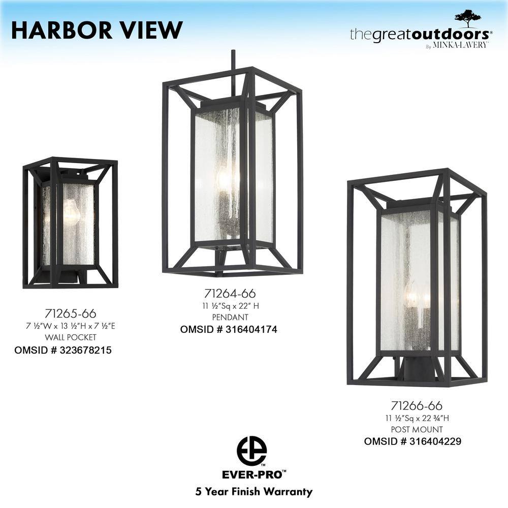 Sand Coal 4-Light Outdoor Hanging Lantern with Clear Seeded Glass