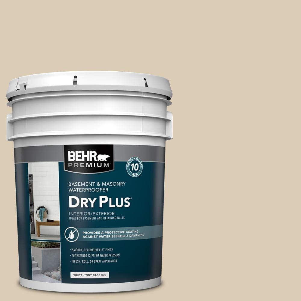 BEHR PREMIUM 5 gal. DMW08 Palomino Beige Flat Interior/Exterior Dry Plus Basement & Masonry