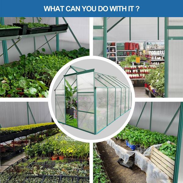 Unbranded - 74.8 in. W x 146.06 in. D x 76.77 in. H Green Aluminum Outdoor Patio Greenhouse, Expand Your Gardening Space