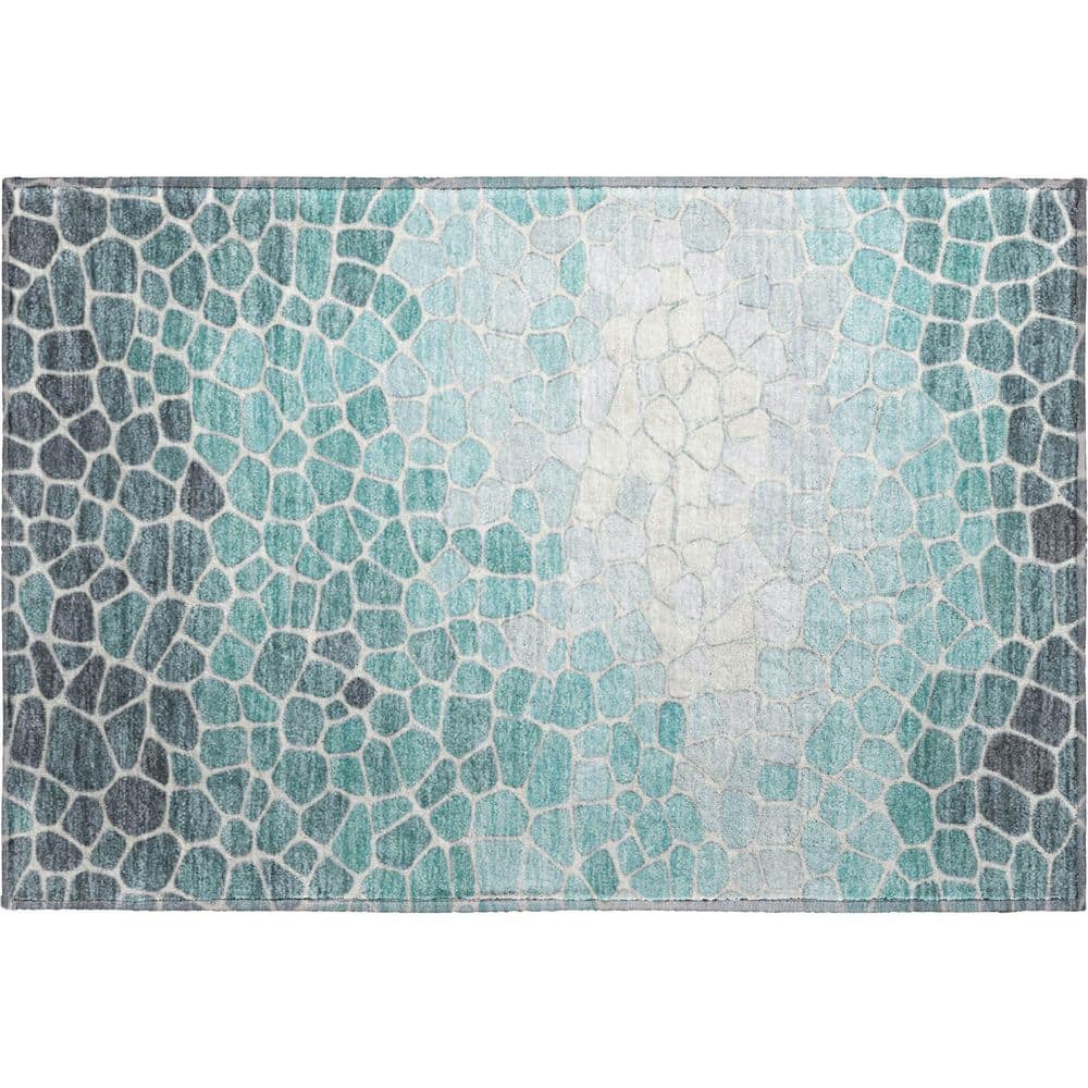 Mayfield Premium Machine Washable Abstract AMF2190 Teal 2 ft. x 3 ft. Accent Rug price history on PriceWatchPro