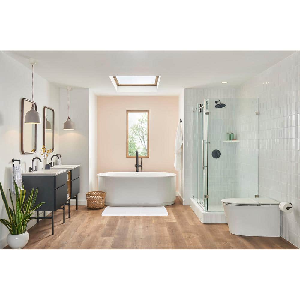 Matte Black Contemporary Freestanding Tub Filler with Hand Shower