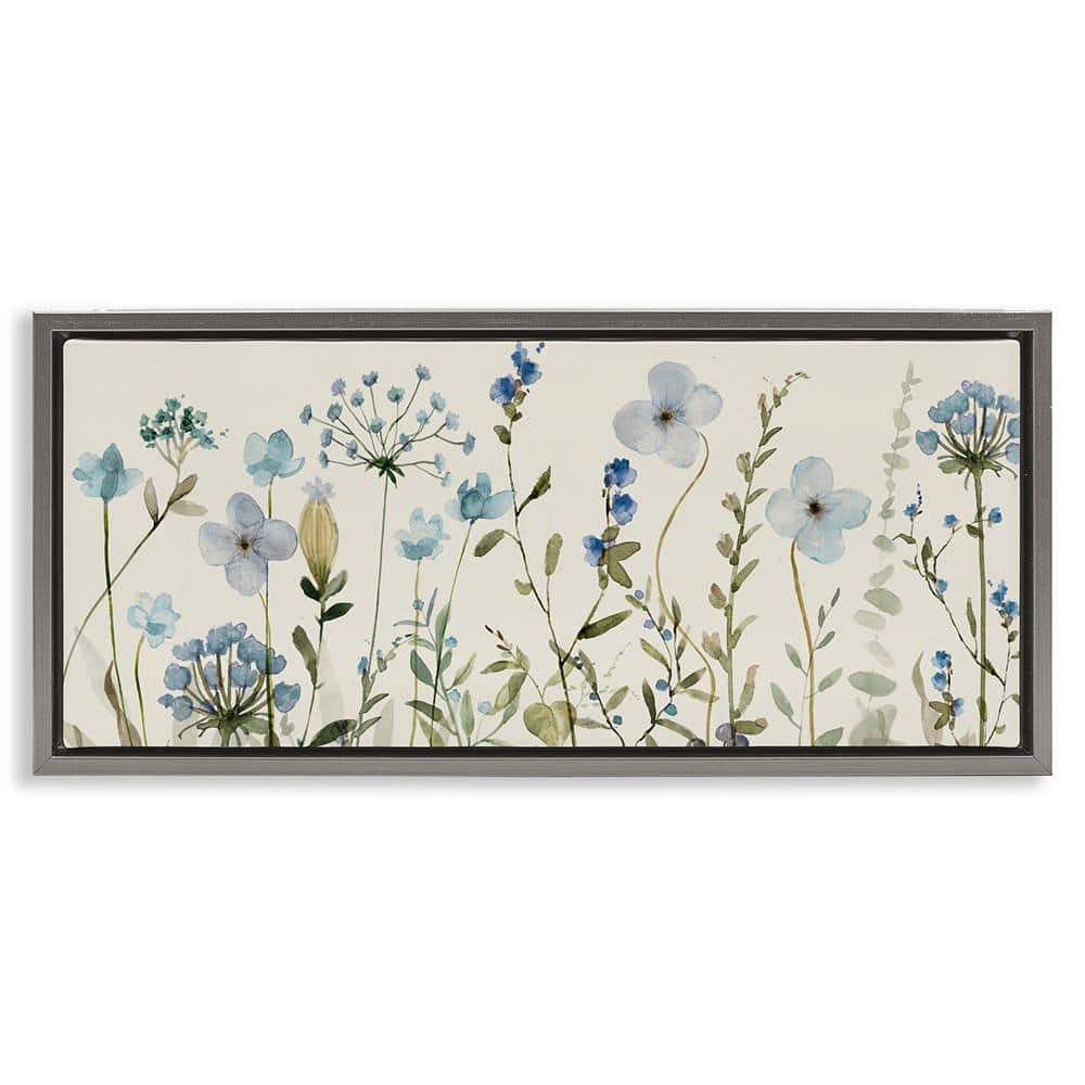 Soft Blue Botanicals Garden by Livi Finn 1 Piece Gray Floater Frame Nature Graphic Art Print 14 in. x 31 in. price history on PriceWatchPro